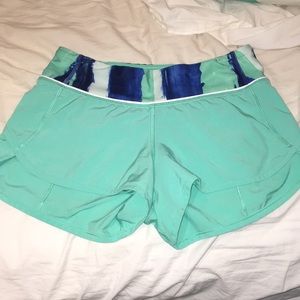 lululemon blue/green speed shorts